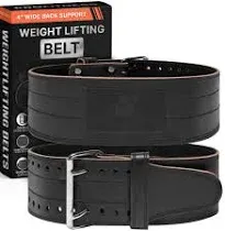 ProFitness Leather Workout BeltWeightlifting Belt with Metal Buckle for Men and