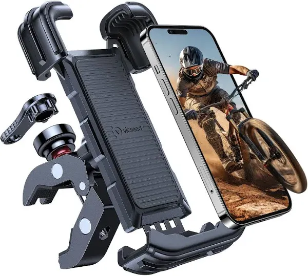 VICSEED 2024 Newest Bike Phone Holder- [Anti-Theft &Secure Lock] 360° Anti-Shake Bike Phone Mount Metal Motorcycle Phone Mount Handlebar Cell Phone Holder for Bike Bicycle Scooter for iPhone &Android