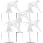 Youngever 5 Pack Empty Plastic Spray Bottles, Clear Square Spray Bottles for Hair and Cleaning Solutions (8 Ounce)