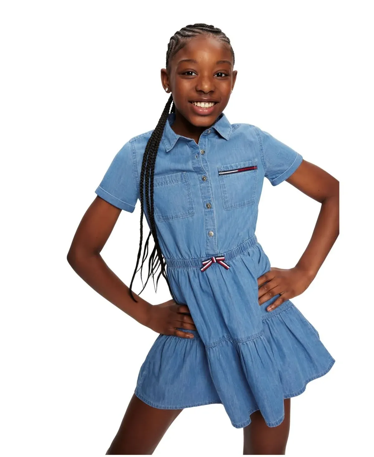 Tommy Hilfiger | Toddler Girls Lightweight Denim Ruffled Shirtdress - Highline Wash | Realry