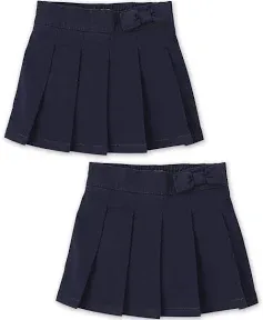 The Children's Place Baby Girls' Uniform Bow Pleated Skort 2 Pack