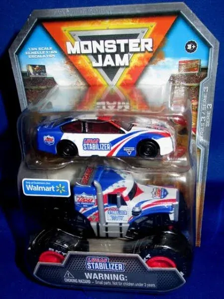 2023 MONSTER JAM LUCAS STABILIZER Series 3 MONSTER TRUCK w/ Race Car Walmart