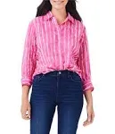 NIC+ZOE Women's Watercolor Stripe Girlfriend Shirt