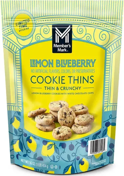 Generic Member Mark Lemon Blueberry Cookie Thins, 16 oz