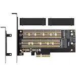 Dual M.2 PCIe Adapter for SATA or PCIe NVMe SSD with Advanced Heat Sink Solution,M.2 SSD NVMe (M Key) and SATA (B Key) 22110 2280 2260 2242 2230 to