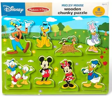 Melissa &amp; Doug Disney Mickey Mouse Wooden Chunky Puzzle (8 pcs) - Disney...