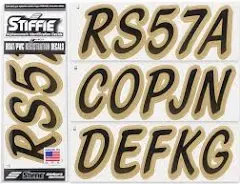 Stiffie Whipline Black 3" Alpha-Numeric Registration Identification Numbers Stickers Decals for Boats & Personal Watercraft