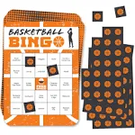 Basketball - Let the Madness Begin - Bar Bingo Cards and Markers - College Basketball Party Bingo Game - Set of 18