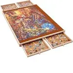 YISHAN Wooden Jigsaw Puzzle Board Table for 1000 Pieces with Drawers and Cover, Puzzle Easel, Portable Puzzle Plateau for Adults and Children