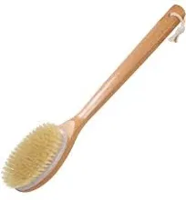 OWIIZI Bath Brushes with Soft and Natural Bristles Antiskid Wooden Long Handle Shower Body Scrubber for Wet or Dry Exfoliating,Back Scrub Deep Cleanse