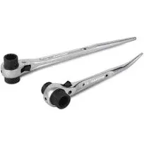 2Pcs Scaffold Ratchet Wrench Set 3/4"×7/8" OR 19mm×22mm Spud Ratchet Podger, 17mm x 19mm Offset Spud Ratchet,Silver