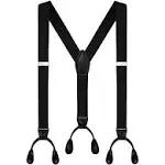 Men&#039;s Y-Back 1.4 Inches Wide Button End Elastic Adjustable Suspenders, Black