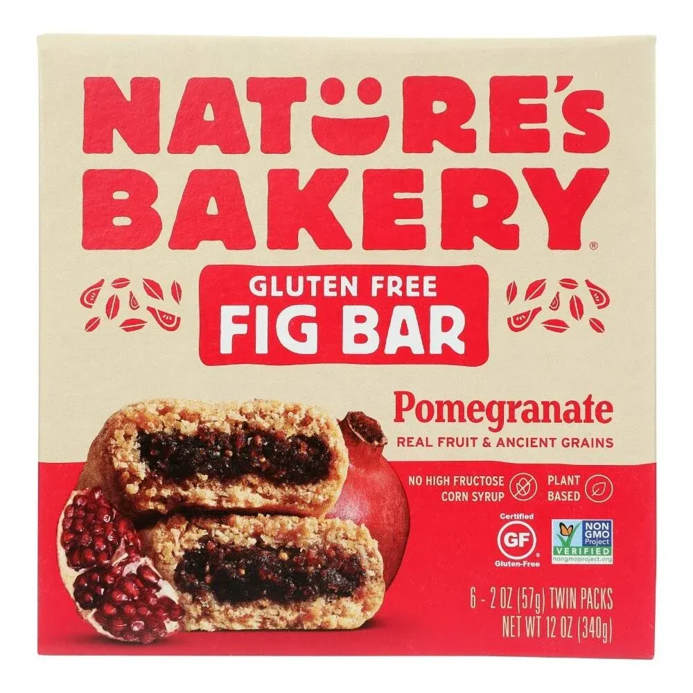 Nature's Bakery Gluten Free Pomegranate Fig Bars, 2 oz Snack Bars (36 Ct), Vegan, Non-GMO, Plant-Based