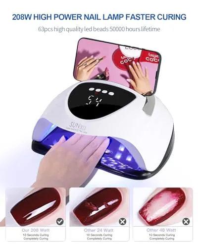 WEVILI 208W UV LED Nail Lamp Faster Nail Dryer Gel Polish Light for Hands & Feet