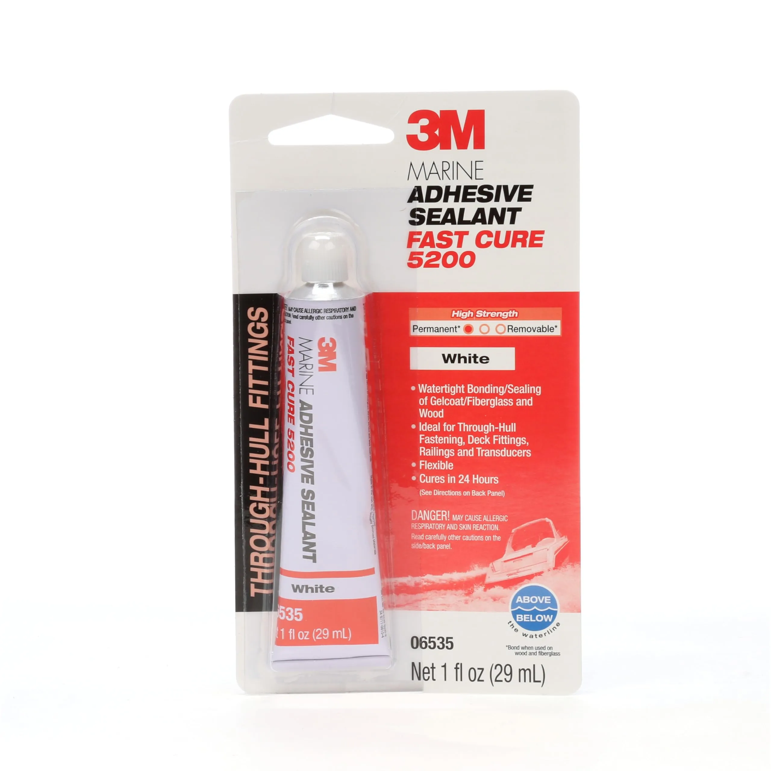 3M Marine Adhesive Sealant 5200 Fast Cure White 1 oz Tube