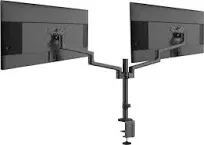 MSI PRO MT81D - Premium Aluminum Dual Monitor Stand Arms, Supports 17-32" & 17.6 lbs per Screen, VESA Compatible, Adjustable Desk Mount, Clamp & Grommet Base, Quick Release Plate - Black