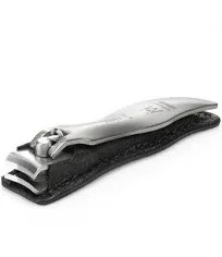 GERMANIKURE Economy Small Nail Clipper in Leather Case, Ethically Made in Solingen Germany, Curved Blade for Fingernails