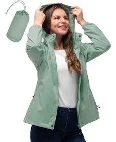 33,000ft Women's Rain Jacket Waterproof Lightweight Packable Raincoat with Hood for Golf Hiking Travel Windbreaker