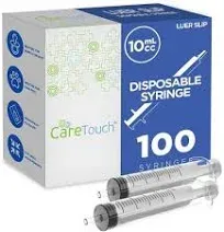 Care Touch 1ml Syringe Only - 100 Sterile Syringes (No Needle) (1ml Luer Slip Tip, 100),100 Count (Pack of 1)