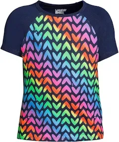 Lands' End Girls Short Sleeve Crew Neck UPF 50 Swim Rash Guard