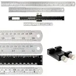 Nokko 4-Piece Woodworking Ruler Set Woodworking Tools Bundle with 12 Inch Aluminum Slide Rule with Slide Stop