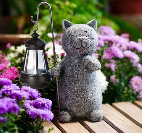 Goodeco Cat Statues with Solar Lantern