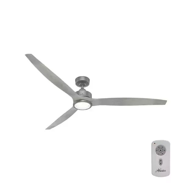 Hunter Park View 72 in. Integrated LED Indoor/Outdoor Matte Silver Ceiling Fan with Light Kit and Remote 50804