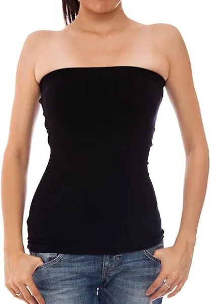 TD Women's Plain Stretch Seamless Strapless Mid Tube Top