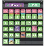 Classroom Monthly Calendar Pocket Chart with 71 Cards for Kids Learning for Home