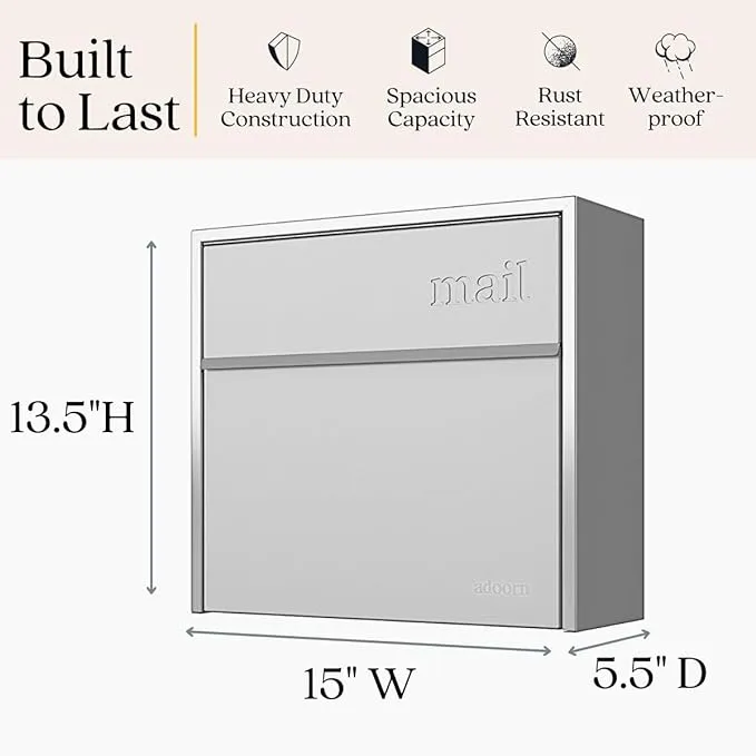 Wall Mount Mailbox Small Antitheft Locking Mailbox Weatherproof Mailbo