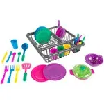 Kids Play Dish Set  27 Piece Tableware Dish Set with Dish Drainer by Hey! Play! - 8686388 | HSN