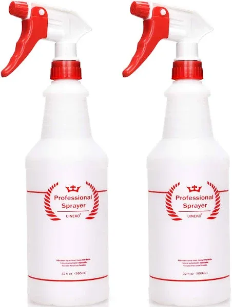 Uineko Plastic Spray Bottle 2 Pack, 32 Oz Red