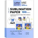 Printers Jack Sublimation Paper - 8.5 x 11 Inches, 100 Sheets 120gsm for Any Epson Sawgrass Inkjet Printer with Sublimation Ink, Heat Transfer