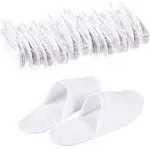 Juvale 24 Pairs Disposable House Slippers for Guests - Bulk Slipper Pack for Hotel, Spa, Travel, Shoeless Home, White Closed Toe (US Men Size 10, Women 11)