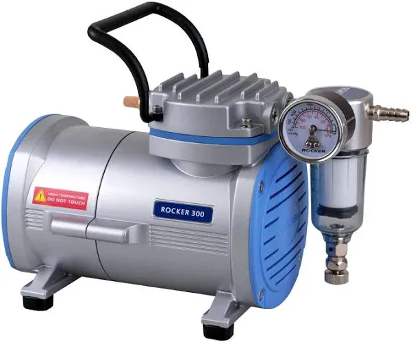 Rocker 300 Oilless Vacuum Pump, 99 mbar, 23 LPM, 1750 RPM, 110V, Piston, Maintenance Free, Overflow Protection