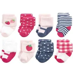 Hudson Baby Baby Girls' Cotton Rich Newborn and Terry Socks