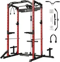 Mikolo All-In-One Squat Rack for Home Gym, Multi-Function Power Cage with LAT Pulldown System, 1200 Pounds Capacity Power Rack with More Training Attachments