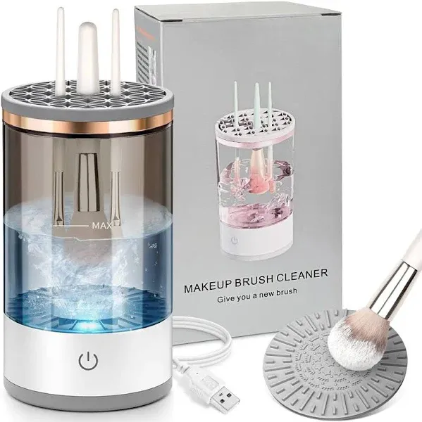 Electric Makeup Brush Cleaner, Quick Efficient Machine for Deep Cleaning All Types of Brushes, Portable Compact Design for Travel Home Use, for Makeup Lovers & Professionals - White