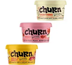 Churn Flavored Butter Chefs Favorite Variety Pack Churned with Organic Grass Fed Butter (5.5oz, Pack of 3) - Non-GMO, Hormone-Free, Compound and Finishing Butter