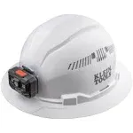 Klein Tools 60407RL Full Brim Hard Hat with Rechargeable Headlamp, Vented, White