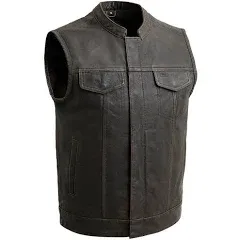 Men&#039;s Leather Motorcycle Club Vest ( Size 4XL ) Sharp Shooter FIM689NOC