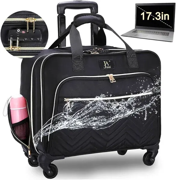 jamini Rolling Laptop Bag with 4 Spinner Wheels, 17.3 Inch &amp; TSA Lock Large R...