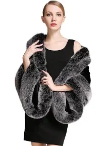 BEAUTELICATE Women's Faux Fur Shawl Wrap Stoles for Bridal Wedding Dresses