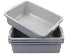 Ggbin Plastic Dish Tubs, Commercial Bus Box/Wash Basin Tote Box, 4-Pack(Grey, 22L)