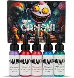 Dynamic Color Co - Candy Color Tattoo Ink Set, 5 Bottles (1 oz Each) Includes: Lavender, Bubble Gum, Hot Pink, Sky Blue, and Turquoise Vibrant Colors