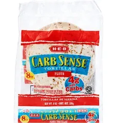 HEB Carb Sense Wheat Tortillas | Keto Friendly, Low Carb Tortilla | 8 count each | 2 Packages Low carb Tortillas | Low Carb, Keto, Whole Grains | High Fiber, No Sugar | Small Size | 8 Count | (Wheat)