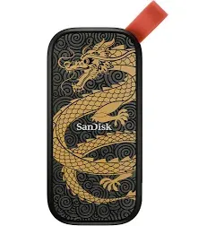 Портативный твердотельный накопитель SanDisk 1 ТБ, Dragon Edition — до 800 МБ/с, USB-C, USB 3.2 Gen 2, обновленная прошивка — внешний твердотельный накопитель — ‎SDSSDE30-1T00-GD25