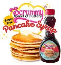 Scrummy Sweet & Buttery Sugar Free Pancake Syrup - Zero Sugar, 0g Net Carbs, Diabetic Friendly, Keto Certfied Breakfast Syrup for Pancakes, Waffles & Chaffles, No Sugar Alcohols, Vegan, Kosher, Gluten Free, Non-GMO Allulose & Organic Flavors - 12 Fl Oz B