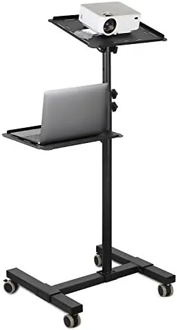 Mount-It! Mobile Projector and Laptop Stand (2 Shelves), Rolling Cart with Ve...