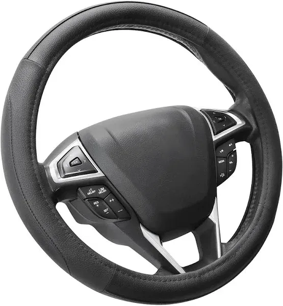 SEG Direct Black and Blue Microfiber Leather Auto Car Steering Wheel Cover Universal 15 inch